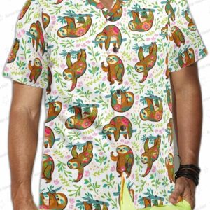 Sloth Flower Hawaiian Shirt 2