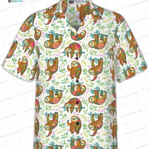 Sloth Flower Hawaiian Shirt 3