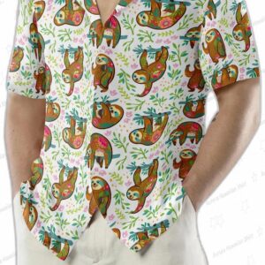Sloth Flower Hawaiian Shirt 4