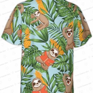 Sloth With Tropical Fruit Shirt For Men Hawaiian Shirt 1