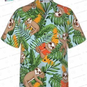 Sloth With Tropical Fruit Shirt For Men Hawaiian Shirt 2
