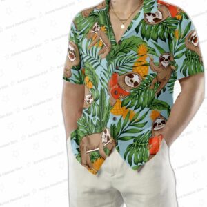 Sloth With Tropical Fruit Shirt For Men Hawaiian Shirt 3