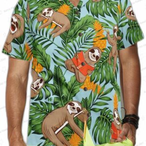Sloth With Tropical Fruit Shirt For Men Hawaiian Shirt 4