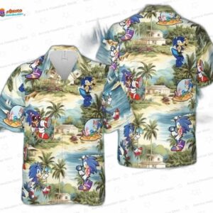 Sonic The Hedgehog Hawaiian Shirt – Tropical Vacation Gamer Button-Up