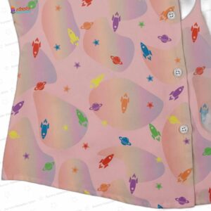 Space Pride Pink Curvy Button Up Shirt 1