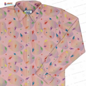 Pink Space Pride Hawaiian Shirt, Long Sleeve Button-Up for Pride Parties