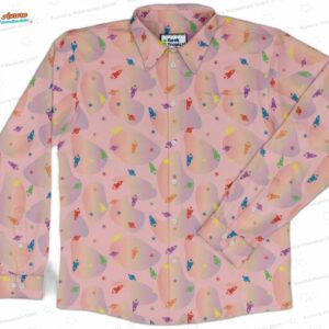 Space Pride Pink Long Sleeve Button Up Shirt 1