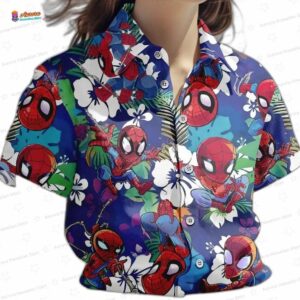 Spider Man Chibi Hawaiian Shirt Marvel Superhero Tropical Beach Wear Spiderman Summer Outfit 1