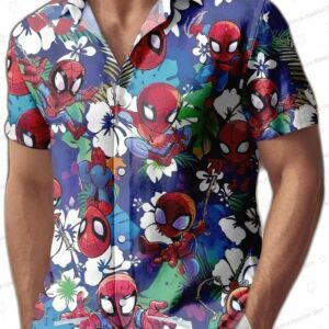 Spider Man Chibi Hawaiian Shirt Marvel Superhero Tropical Beach Wear Spiderman Summer Outfit 3