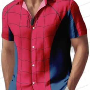 Spider Man Costume Button Shirt Men Shorts Marvel Avengers Cosplay Spiderman Hawaiian Shirt Disney S 2