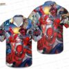 Cute Tropical Pineapple Deadpool Hawaiian Shirt, Aqua Blue Aloha Button-Up for Summer Beach Vacation Gift