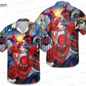 3D All Over Spider Man Hawaiian Shirt, Action Comic Aloha Button-Up for Marvel Fan Vacation Gift
