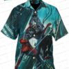 Black White Palm Venom Hawaiian Shirt, Matching Aloha Shirt and Shorts Set for Comic Fan Vacation Gift