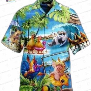 Surfside Farm Roosters Hawaiian Shirt, Tropical Animal Aloha