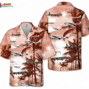 Boeing B-47 Stratojet Air Force Hawaiian Shirt – Sunset Palm Tree Aircraft Aloha Shirt