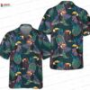 Asanoha Geometric Toucan Hawaiian Shirt, Short Sleeve Vacation Shirt