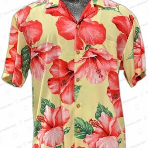 Super Hibiscus Yellow Rayon Hawaiian Shirt – Tropical Floral Button-Up