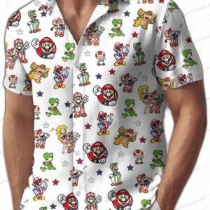 Super Mario 4th of July Matching Set and Hawaiian Shirt for Gamer Independence Day Vacation 1