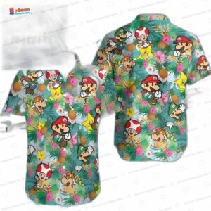 Super Mario Bros Luigi Bowser Toad Aloha Pineapple Hawaiian Shirt 1