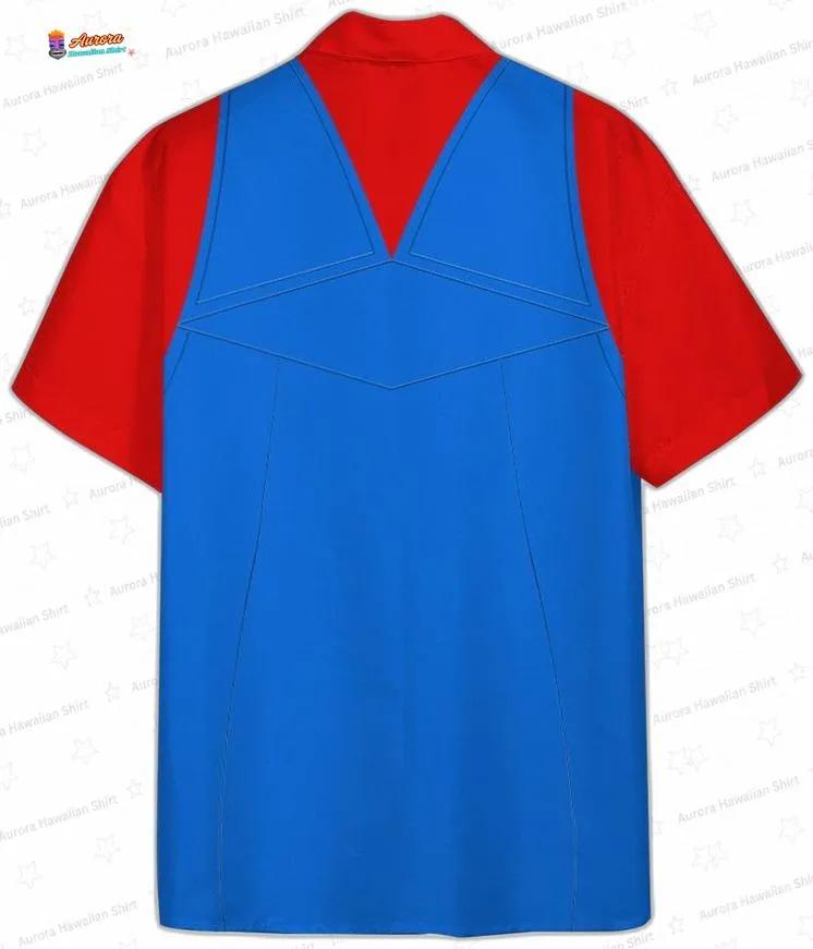 Red Blue Mario Hawaiian Shirt, Classic Gamer Costume Aloha Button-Up for Summer Vacation Gift Red Blue Mario Hawaiian Shirt, Classic Gamer Costume Aloha Button-Up for Summer Vacation Gift