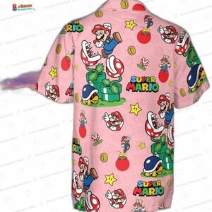 Super Mario Hawaiian Shirt Mario Beach Aloha Tee Video Game Summer Vacation 2