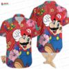 Pink Mario Beach Hawaiian Shirt, Cute Game Character Aloha Button-Up for Family Vacation Gift