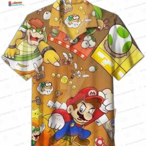 Super Mario Hawaiian Shirt Mario Button Shirt Super Mario Summer Shirt 1