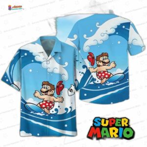 Super Mario Surfing Hawaiian Shirt – Ocean Wave Gamer Aloha