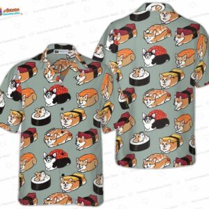 Sushi Corgi Hawaiian Shirt, Cute Pup Roll Vacation Button-Up
