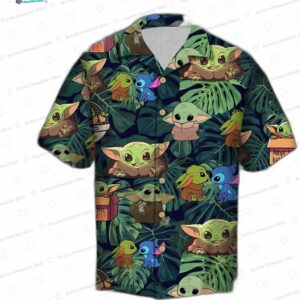 Green Grogu Star Wars Hawaiian Shirt for Sci-Fi Fans, Tropical Aloha