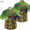 Night Ocean Turtle Hawaiian Shirt, Embroidery Art Aloha Button-Up for Marine Life Vacation Gift