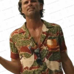 White Lotus Crane Print Hawaiian Shirt for Resort Style