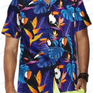 Toucan Birds Tropical Leaves V1 Hawaiian Shirt 3