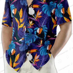 Toucan Birds Tropical Leaves V1 Hawaiian Shirt 4
