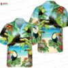Tropical Toucan Hawaiian Shirt with Flamingo Floral Print for Vacation