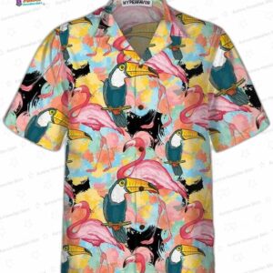 Toucans And Flamingos Exotic Floral Hawaiian Shirt Tropical Toucan Shirt For Adults Cool Toucan Prin 2