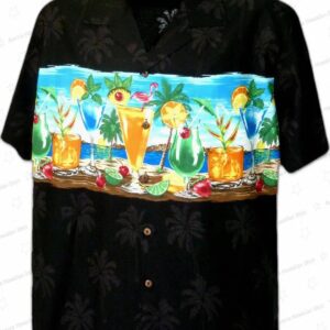 Tropical Cocktails Cotton Aloha Shirt – Summer Party Cocktail Hawaiian Shirt