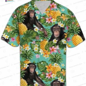 Chimpanzee Monkey Pineapple Hawaiian Shirt – Tropical Floral Aloha Shirt