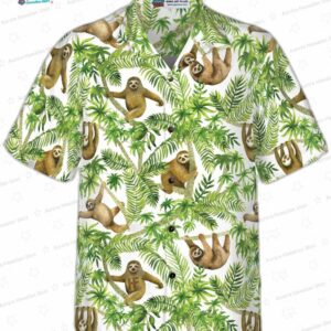 Tropical Sloth Seamless Pattern Hawaiian Shirt 2