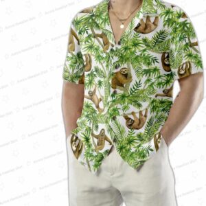 Tropical Sloth Seamless Pattern Hawaiian Shirt 4