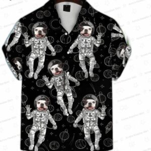 Turquoise And Blue Tropical Leaves Pattern Short-Sleeve Trendy Hawaiian Shirt Custom Photo Dog Flora 9