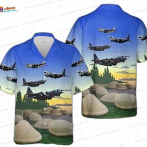 USAF Nevada Air National Guard C-130 Hawaiian Shirt – Vintage Airlift Wing Vacation Button Up