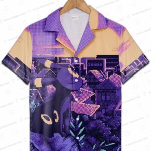 Umbreon Deep Black Purple Background Pokemon Hawaiian Shirt 1