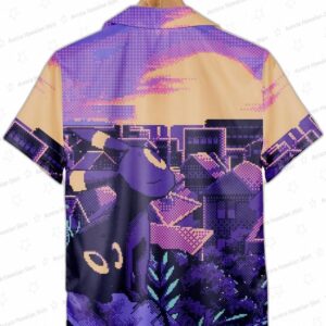 Umbreon Deep Black Purple Background Pokemon Hawaiian Shirt 2