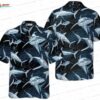 Great White Shark Hawaiian Shirt with Diver Sketch Print for Beach Trips