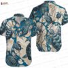 Oceanic Sea Turtles Pattern Turtle Hawaiian Shirt, Light Blue Marine Aloha Button-Up for Beach Vacation Gift