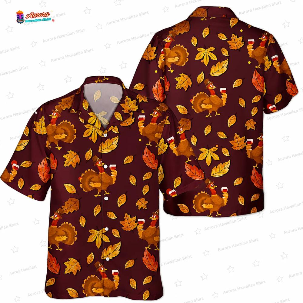 Turkey Love Autumn Leaves Thanksgiving Hawaiian Shirt for Dinner Turkey Love Autumn Leaves Thanksgiving Hawaiian Shirt for Dinner