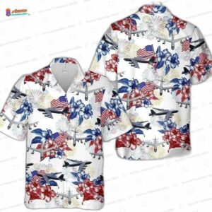 US Air Force B-52 Stratofortress 4th of July Hawaiian Shirt – Patriotic Bomber Aloha Shirt