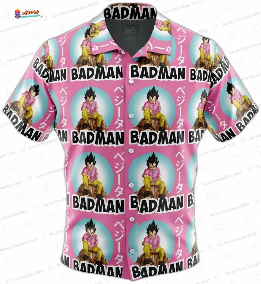 Pink Badman Vegeta Dragon Ball Z Hawaiian Shirt Button-Up for Fans Pink Badman Vegeta Dragon Ball Z Hawaiian Shirt Button-Up for Fans
