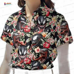Venom Hawaiian Shirt Venom Button Shirt Beach Man Shorts Horror Movie Summer Shirt Marvel Aloha Shir 4